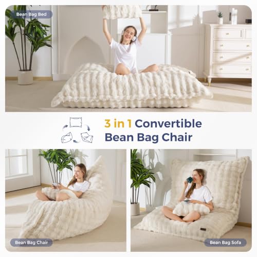 Image of MAXYOYO Giant Bean Bag Chair with Pillow, 3 in 1 Convertible Bean Bag Chair