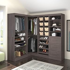Bestar walk in closet organizer system 83 inch with drawers for bedroom entryway mudroom pur collection modern white  urban country home decor