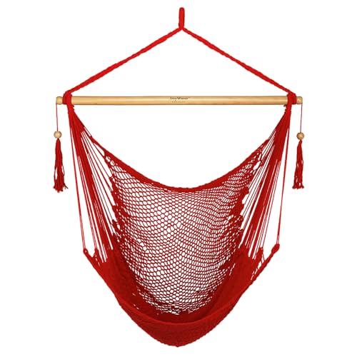 JoyView Hanging Hammock Chair, Caribbean Rope Swing Chair Wood Spreader Bar