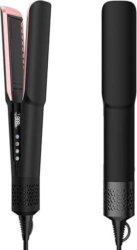 Plancha para el cabello Secador y alisador de cabello húmedo a seco 2 en 1 con flujo de aire de alta velocidad + calentamiento rápido + temperatura