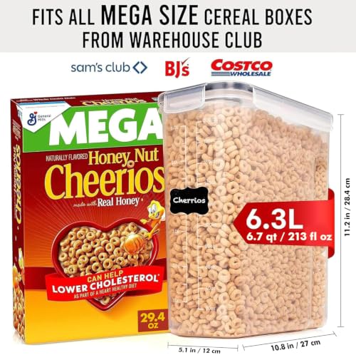 Image of Shazo 2 Pack (6.3L / 213OZ) EXTRA Large Airtight Food Storage Cereal Containers for Bulk Food Storage BPA-Free Plastic Container, Pantry Organization and Canister for Rice, Pasta, Sugar & Flour