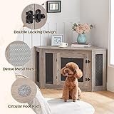 MAHANCRIS Eck Hundekäfig Möbel, Hundebox für Zuhause, im Innenbereich, 113 x 60 x 60 cm, Haustierkäfig für Kleine und Mittelgroße Hunde, Multifunktional, Vintage-Stil, Verwittertes Grau ADCHG0801