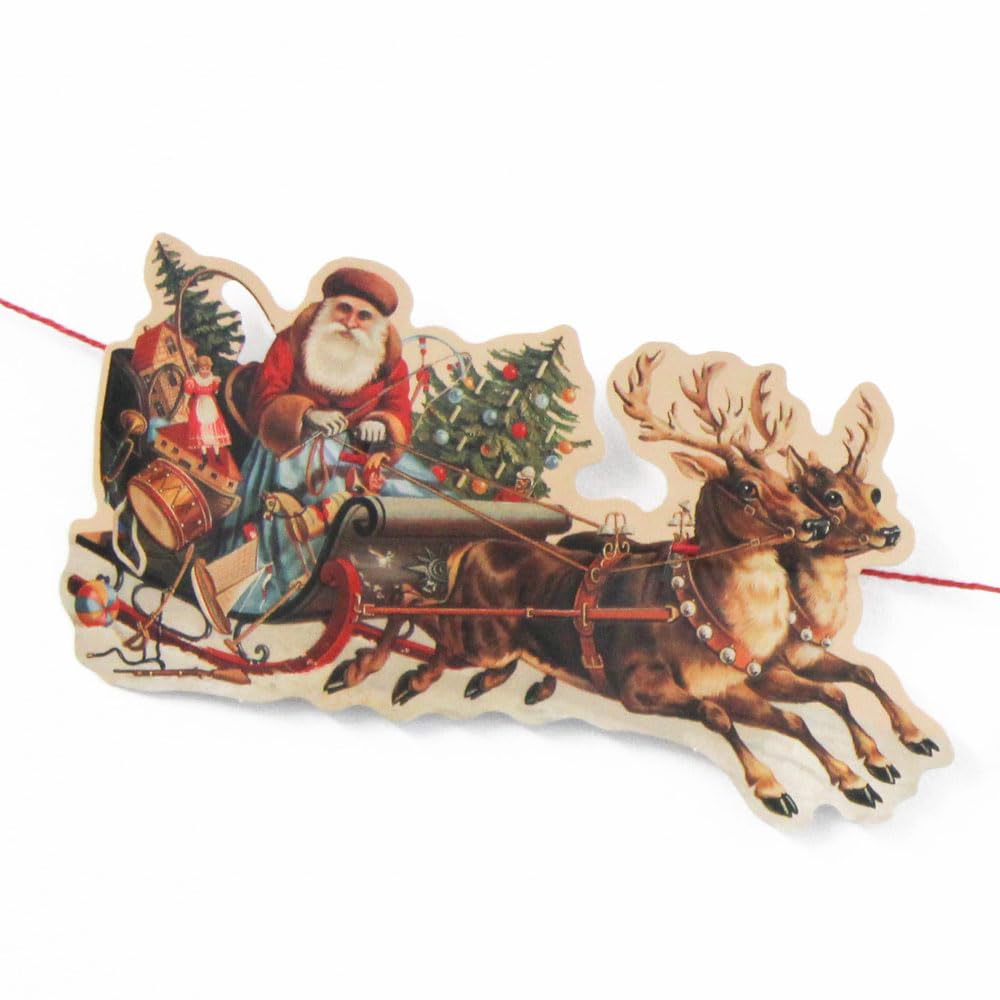 Mamelok Multicolor - Santa's Sliegh Traditional Christmas Garland - Printed In England