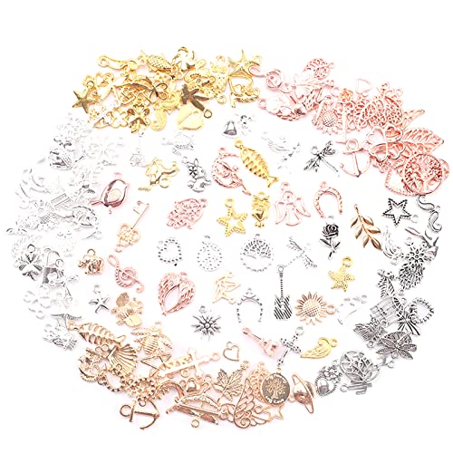YIEUR Pack of 150 Charms Pendants, Mini Metal Mixed Jewellery Pendants, Vintage Aesthetic Accessories for DIY Jewellery Crafts - Image 3