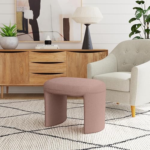 Image of HomePop 24 inch Quinn Modern Ottoman - Pink Boucle