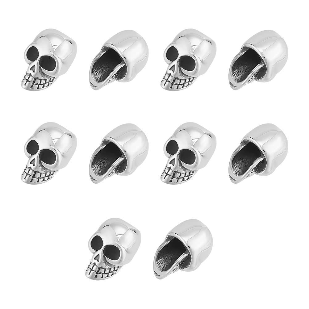10 Perline Teschio In Acciaio Inox | Forme Miste 5-16 Mm | Per Bracciali, Collane E Decorazioni Halloween - Foto 6