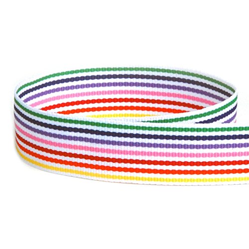 USA Made 7/8" Rainbow Candy Striped Grosgrain Ribbon - 20 Yards