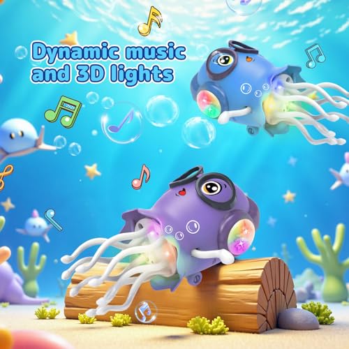 Image of Baby Dancing Jellyfish, Crawling Jellyfish Toy for Tummy Time Boys Girls 3-12 Years Old Boys Girls Magic Crawling Dancing Musical Toy Birthday Gifts for Kids
