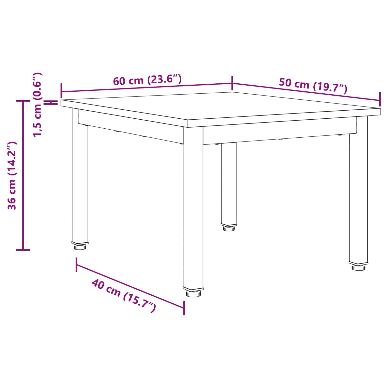 Couchtisch Graues Sonoma aus Holzwerkstoff 60 x 50 x 36 cm mit Metallfüßen moderner Wohnzimmertisch rechteckig für Sofa Lounge Beistelltisch mit großer Ablagefläche