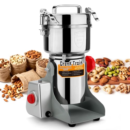 2500G Electric Grain Grinder Mill，110V Swing-Type 304 High-speed Spice Herb Mill Commercial Powder Machine for Dry Cereals Grain Herb Spice Coffee Corn Bean Pepper, Etc.,(2500G High-Speed)