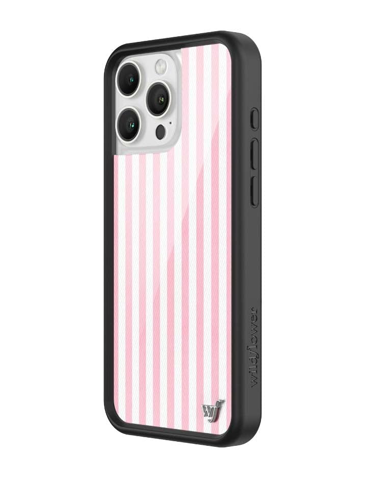 Image of Wildflower Cases - Compatible with iPhone 16 Pro Max | Protective Black Bumper, 6.5ft Drop Test Certified, Women Owned Small Business | Pink Stripes