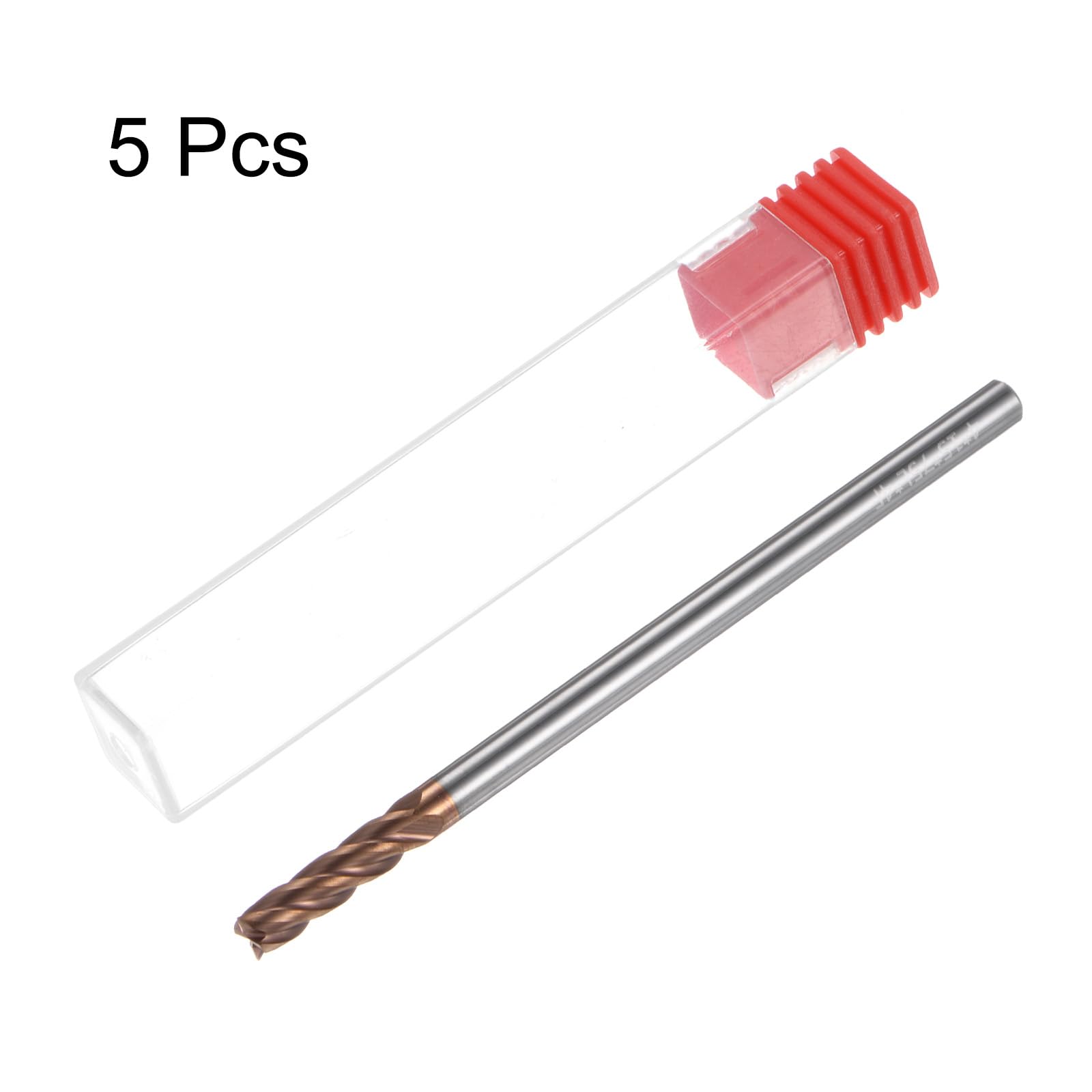 QUARKZMAN 5 szt. Frezy kwadratowe z węglika spiekanego 4 mm (5/32") średnica 4 mm (5/32") trzpień 75 mm (3") bardzo długi Hrc55 węglik wolframu mikroziarnisty 4 ostrza frezy aluminiowe miedź metal