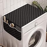Ambesonne Charcoal Washing Machine Organizer, Monochromatic Pattern of Repetitive Geometric Stars, Anti-slip Fabric Cover for Washers and Dryers, 47' x 18.5', Grey Charcoal