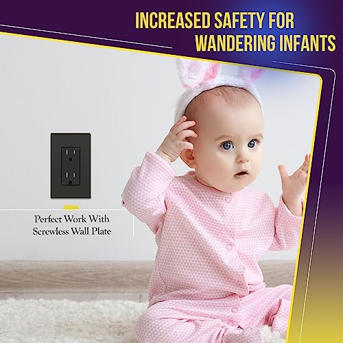 Image of ENERLITES, Dark Bronze Elite Series Decorator Receptacle Outlet Child Safe Tamper-Resistant, Self-Grounding, 2-Pole, Residential Grade, 15A 125V, UL Listed, 61501-TR-DB
