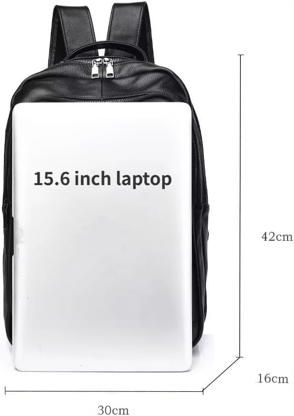 Genuine Leather Backpack for Men with15.6 inch Laptop Computer Compartment, Cowhide Shoulder Bag, Black Daypack, college Backpack Rucksack3