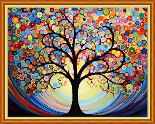 Image of Dooxvey Cross Stitch Kits for Adults Beginners,Full Range of Cross-Stitch Stamped Kits Needlepoint Kit for Beginners Embroidery Kits 11CT Crossstitch Patterns-Magic Starry Sky Tree 16x20 inch