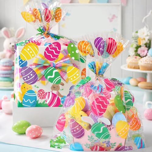 Bolsas de Pascua para caramelos, 30 piezas de 40 x 30 cm, divertidas envueltas, juego de bolsas grandes de Pascua, para niños, adultos, recuerdos de familiar, aperitivos de chocolate, juguete