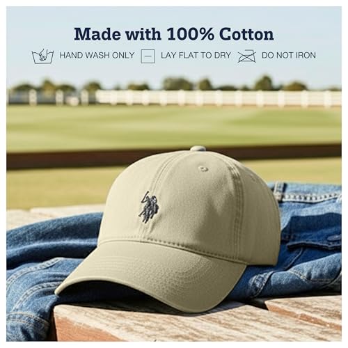 Image of U.S. Polo Assn. Small Pony Logo Baseball Hat, Adjustable Cap Khaki