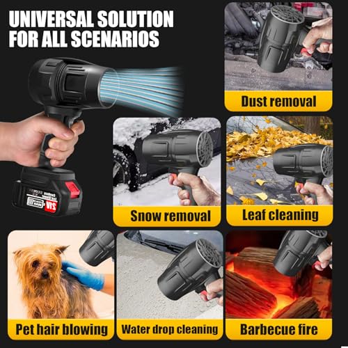 Image of Leaf Blower Cordless with 2 x 4.0Ah Battery and Charger, 600,000 RPM Turbo Air Jet Blower, Lightweight Handheld Blower with Adjustable Speed for Patio Cleaning, Lawn Care, Car, Blowing Leaves and Dust