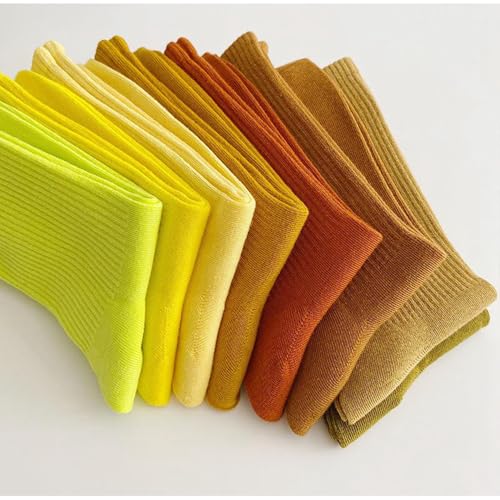 Image of Womens Colorful Basic Sock -Unique Knit Cotton Crew Socks 3 Pack