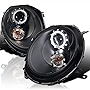 Spec-D Tuning Halo Ring Black Projector Headlights Compatible with 2007-2015 Mini Cooper L+R Pair Head Light Lamp Assembly