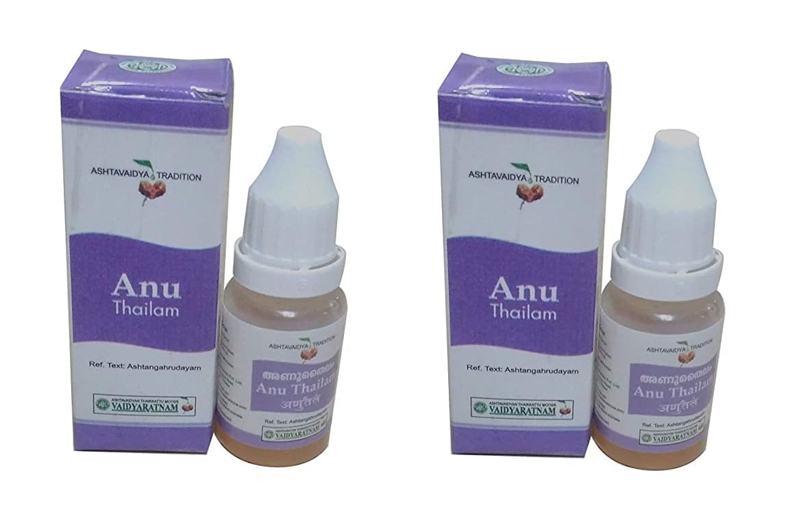 Generic (Pack of 2) Vaidyaratnam Oushadhasala Anu Thailam (10ml Each) - by pharmacylife
