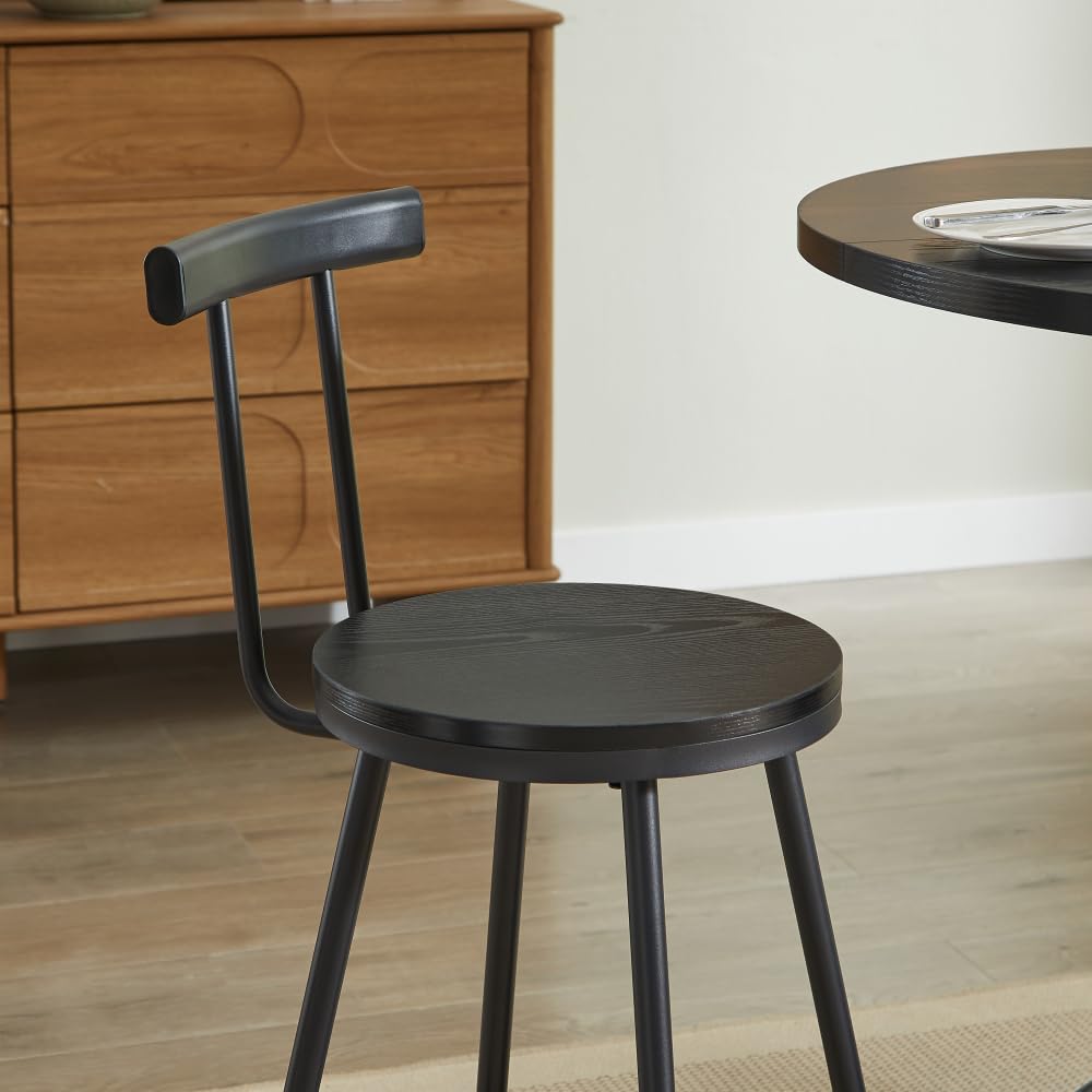 Juego de mesa de bar de 3 piezas con mesa redonda y 2 taburetes de madera robusta con reposapiés de metal, perfecto para comedores, cafeterías, bares, salones, estables y versátiles, 193