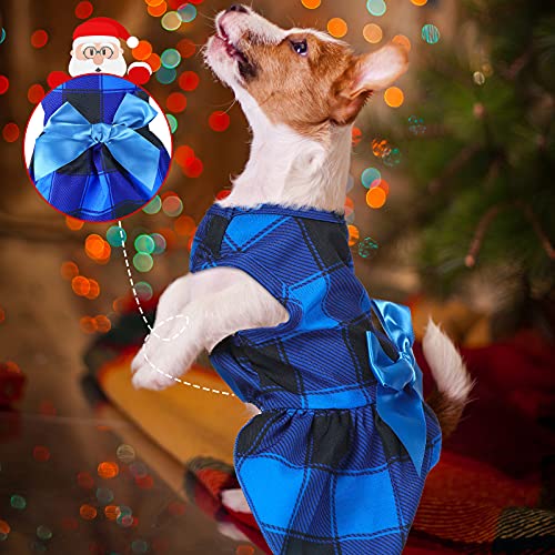 3 Pieces Christmas Buffalo Plaid Puppy Dress with Bowknot Plaid Dog Princess Dress Check Pattern Dog Skirt Holiday Pet… - Image 7