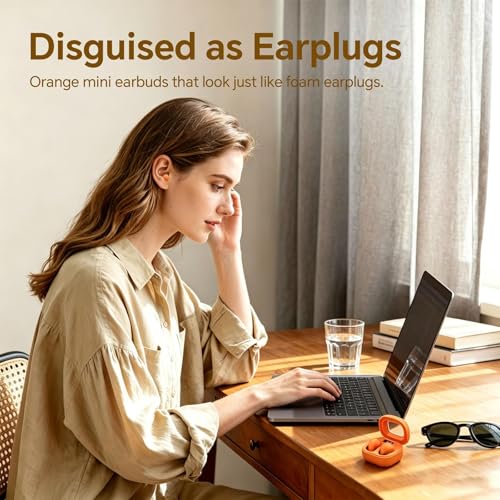 Image of Xmenha Orange Smallest Invisible Earbuds Wireless Bluetooth, Low Profile | Micro Tiny Discreet Hidden Earbuds for Work Small Headphones Invisible Sleep Wireless Earphone Ear Buds for Small Ear Canals