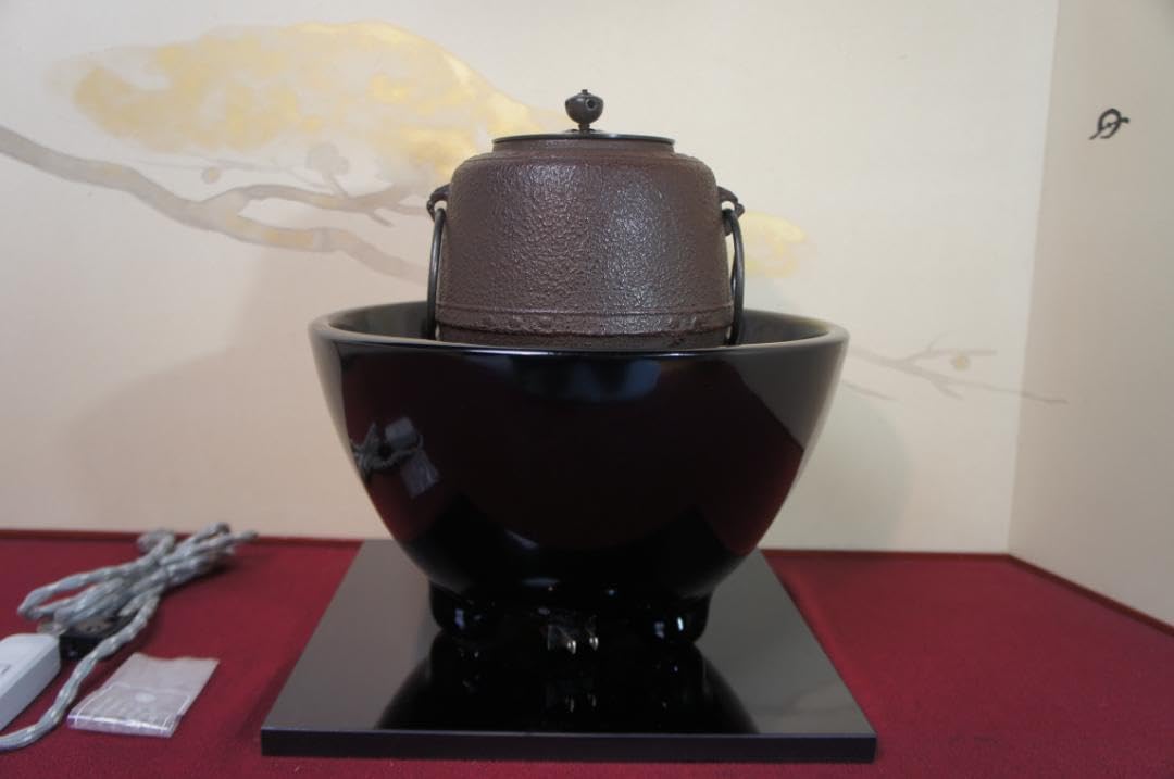 ☆ 茶道具 野々田 黒真(紅鉢型) 風炉型電熱器 萬代屋釜 フル