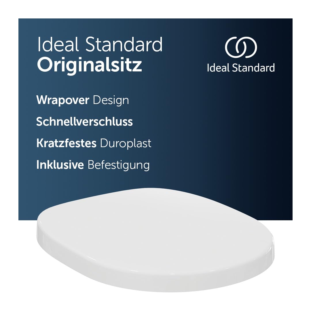 Ideal Standard Connect WC-Sitz Wrapover, D-Form – Weiß (Alpin) | WC-Sitz mit robusten Edelstahl-Scharniere, E712801
