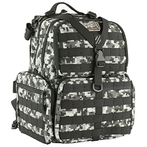 G.P.S. Tactical Range Backpack | Gray Digital | 3 Handguns Capacity | MOLLE Webbing | Durable Waterproof Stain-Resistant Shooting Tactical Gear