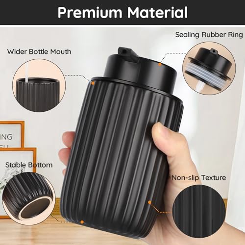 Image of Segbeauty Black Soap Dispenser, 10.8oz Ceramic Liquid Soap Dispenser for Farmhouse Decor, 320ml Empty Refillable Press Pump Bottle Lotion Containers for Bathroom Kitchen Modern Home Decor