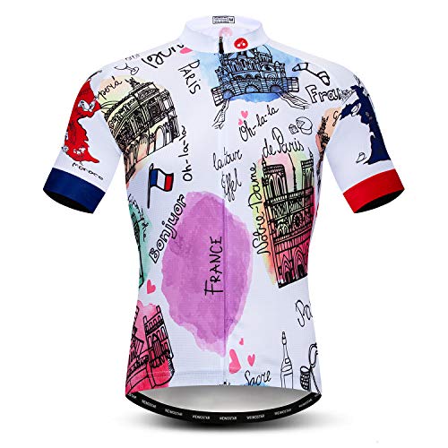 Men's Cycling Jersey Short Sleeve Bike Biking Shirt Bicycle Clothing Quick Dry France Size M
