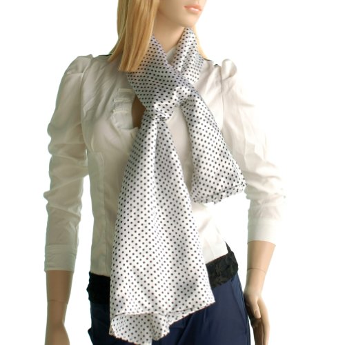 Brando White Background Small Cute Black Dot Design Soft Scarf4