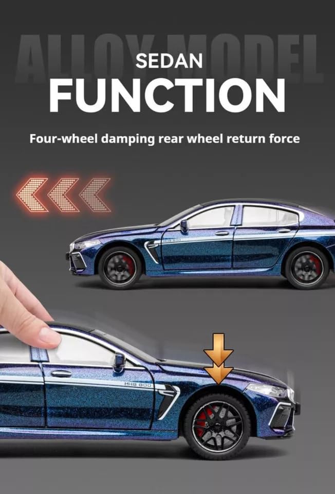 Image of Invite Enterprise Compatible with 1 /24 B-M-W M8 Toy Car, Alloy Diecast Race Collectible Pull Back Model Car with Sound and Light Toy Vehicle for Boys Gift [Multicolor]