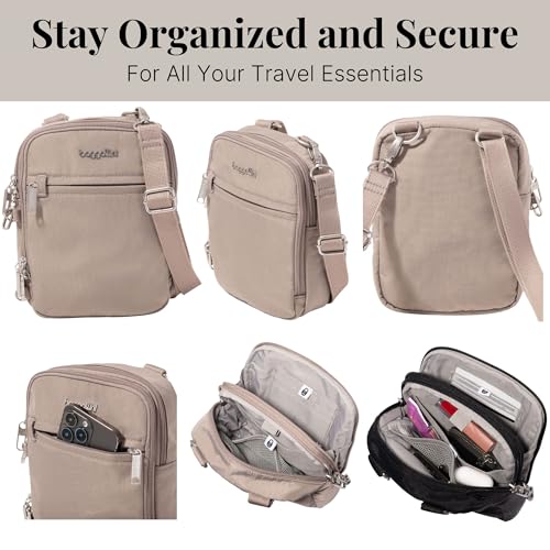 Image of Baggallini Securtex Anti-theft Mini Everything Crossbody Bag, 6.3 inchx8.25 inch Rfid, Locking Zippers & Cut-resistant Strap