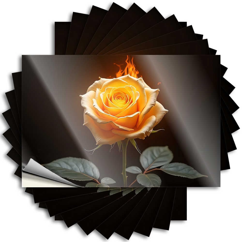 Flaming Yellow Rose in The Dark Positive Housewarming Gift - Tattoos Helmet Removable Vinyl Decal(6X9CM)