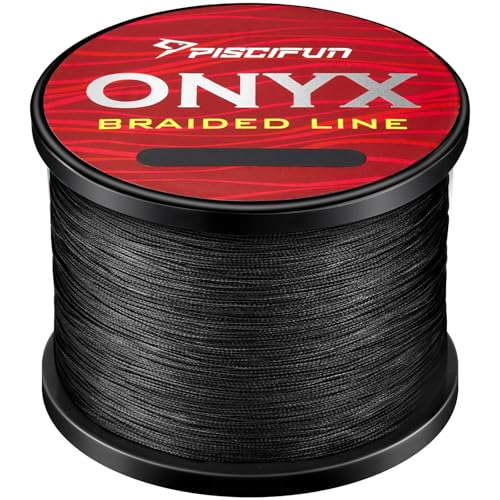 Piscifun Onyx Braided Fishing Line, Superline Abrasion Resistant Braided Lines, Zero Stretch Super Strong, Low Memory, Fast Water Cutting PE Fishing Lines, 6lb-150lb