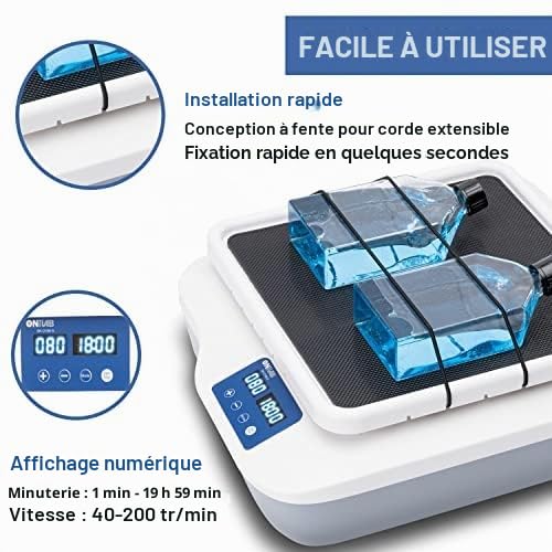 ONiLAB Digital Orbital Shaker Vitesse réglable 40-200RPM, capacité 2KGS, agitateur rotateur orbital avec mode continu (régler l'heure à zéro) ou mode minuterie, vitesse et temps
