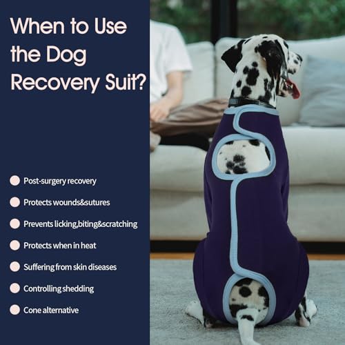 Image of IECOii Dog Recovery Suit,Long Sleeve Dog Onesie for Surgery,Large Coverage Pet Body Suits After Surgery Pants to Prevent Licking,Doggy Surgical Recovery Shirt for Large Sized Breeds,Blue,XXXL