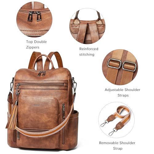 Image of Shrrie Vegan Leather Laptop Backpack for Women 15.6 inch Work Backpack Fashion Travel Backpack Purse for Travel College Work