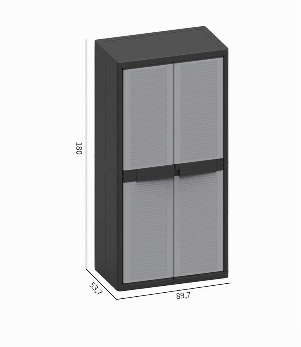 Terry, Jumbo Cab 2900 Qblack, Armadio da Esterno Interno a Due Ante, 3 Ripiani Interni Regolabili. Materiale: Plastica, Dimensioni: 89,7x53,7x180 cm