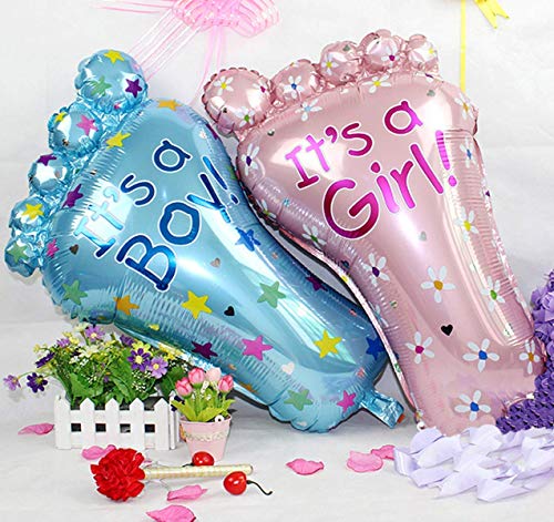 Image of Rozi Decoration Baby Foot Balloon Made With Foil Cute Feet Design 27 Inch for Baby Shower /Welcome Home Baby Pink & Blue Pack of 2 Pieces