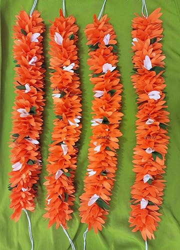 Image of Veni Gajra Hair Bun Artificial mogra Jasmine Juda Scrunchies For Women Pack 4 pieces (orange)