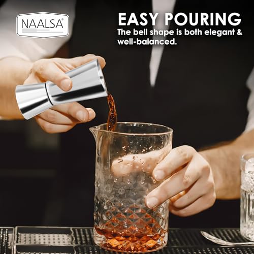 Image of NAALSA UDAN 2Pc Combo Double Sided Peg Measurer 30 & 60 ml, Damru & Tall Peg, Cocktail, Shot Glass, Drink Measuring Bar Tool Jigger Bar Accesories