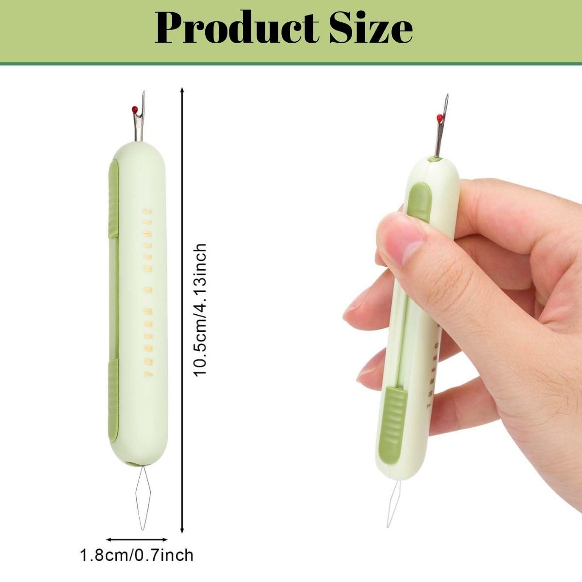 2 in-1 Needle Threaders Seam Ripper 2024 New, Upgraded Seam Ripper Tools, Stretchable Remover Needle Threading (1Pcs Green) 3