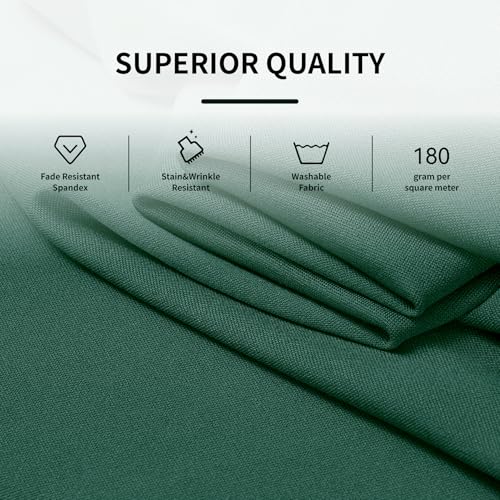 Image of Outpain 8ft Spandex Table Cloth for Standard Folding Tables-4Pack Hunter Green Table Cloth Table Protector for Party, Wedding, Cocktail, Banquet, Festival