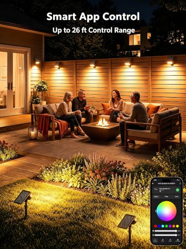 Image of Brizled Smart Solar Spot Lights Outdoor LED Color Changing Landscape Lights | App Control; RGB / Warm / Cool White Solar Uplights & Landscape Spotlight for Halloween Yard Tree Garden House Exterior