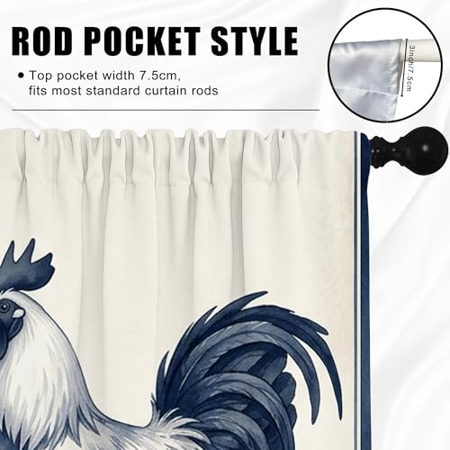 Rideaux rustiques coq bleu automne à passe-tringle durable - 6